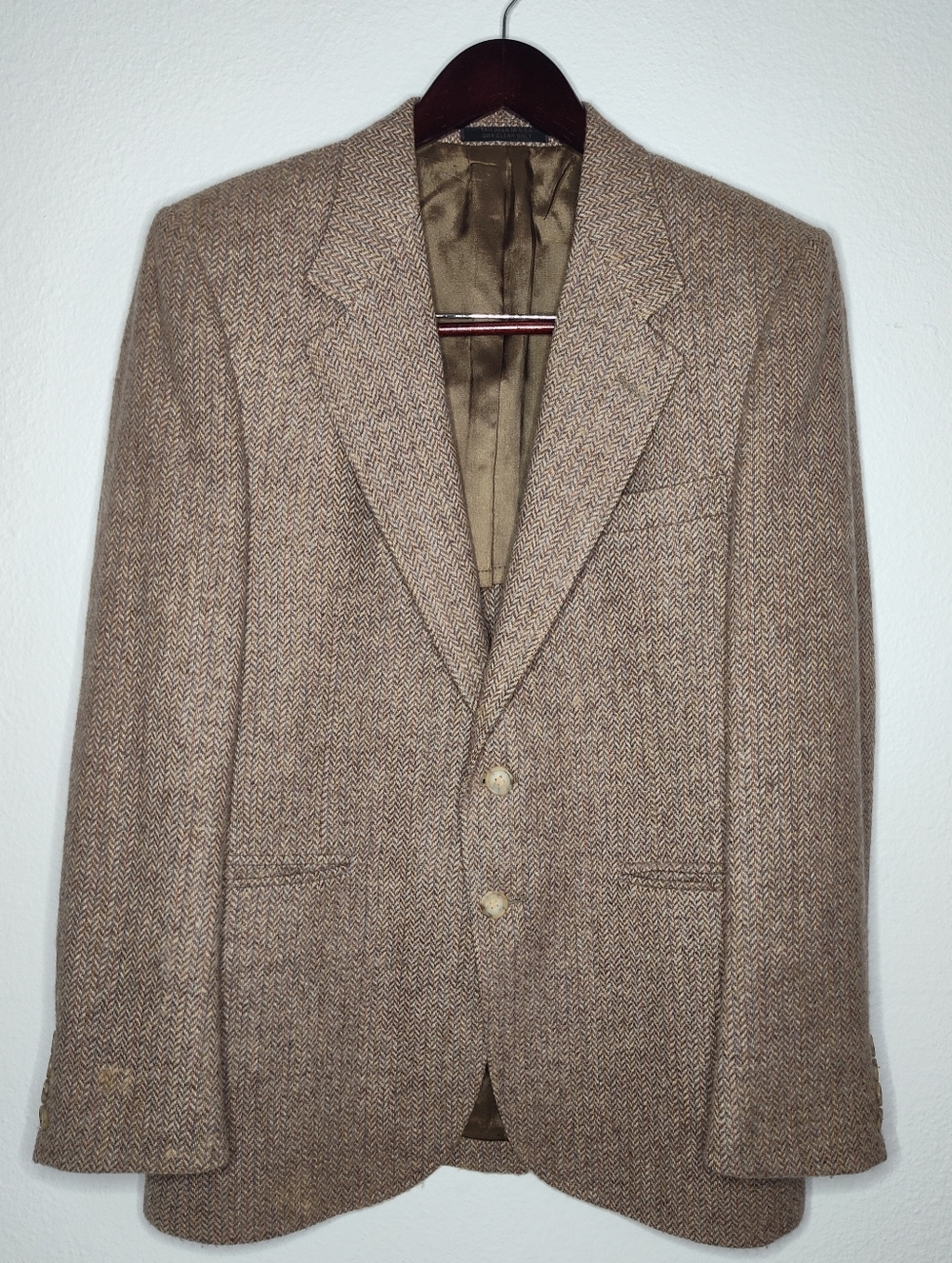 Vintage Ah! Austin Hill Wool Brown Tweed Sport Coat 40 Short USA Made 1984
